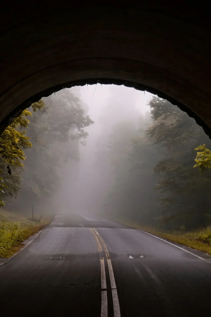 Home Page intro section image of tunnel on Blue Ridge Parkway cropped